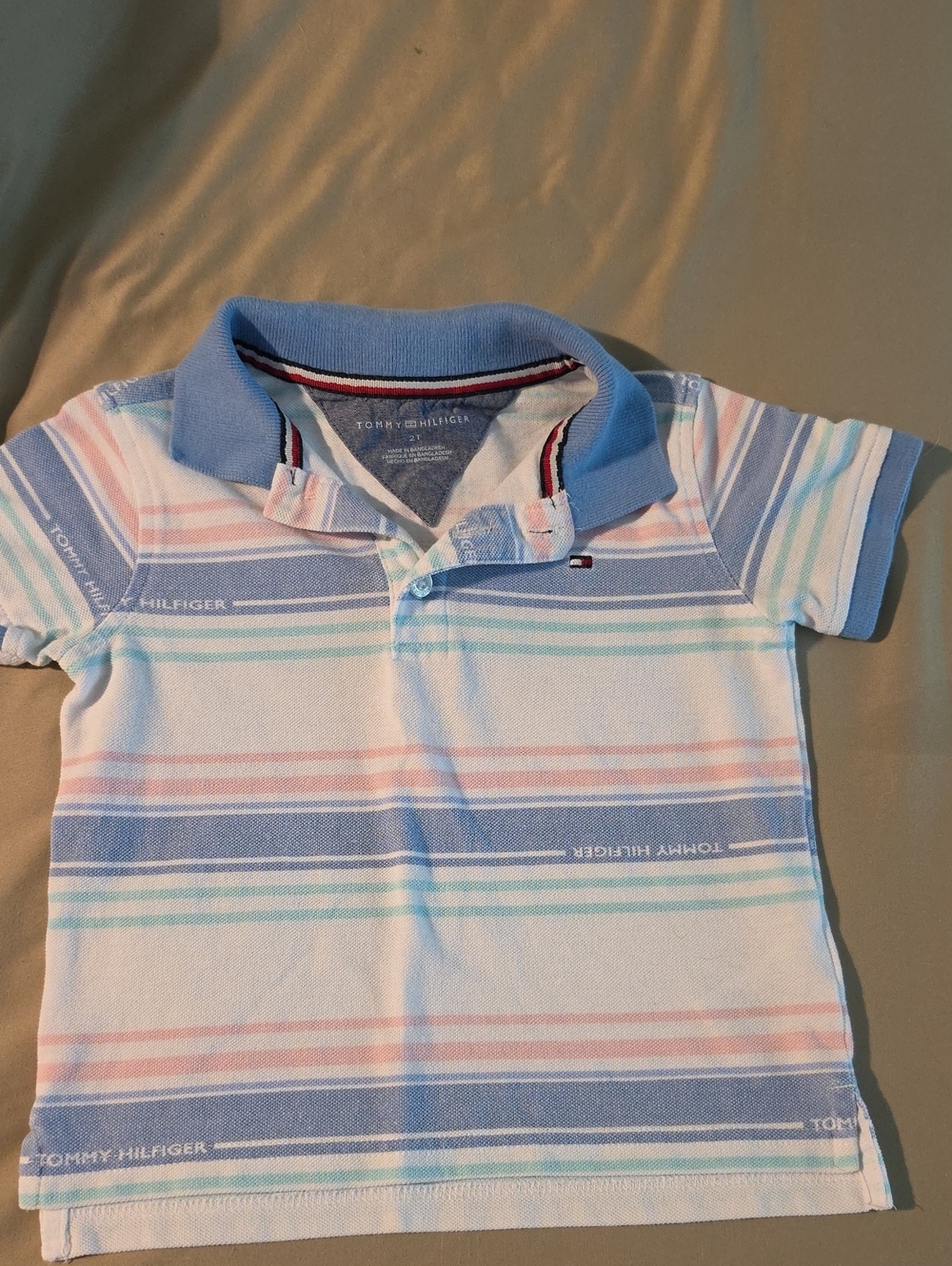 Tommy Hilfiger Light Blue, White & Pastel Stripe Polo